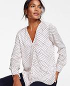 Ann Taylor Geo Pleated Mixed Media Top