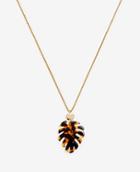 Ann Taylor Tortoiseshell Print Palm Leaf Pendant Necklace