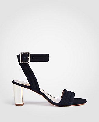 Ann Taylor Rowan Suede Metallic Block Heel Sandals