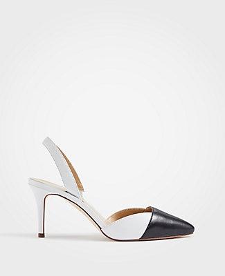 Ann Taylor Lanie Colorblock Leather Slingback Pumps