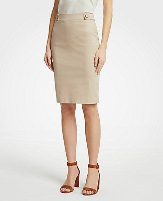 Ann Taylor Cotton Sateen Button Tab Skirt