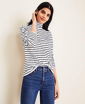 Ann Taylor Striped Pima Cotton Turtleneck