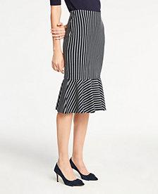 Ann Taylor Pinstripe Flounce Knit Pencil Skirt