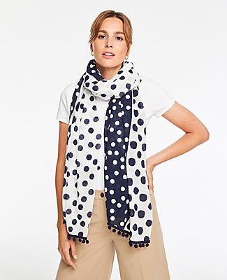Ann Taylor Clip Polka Dot Scarf