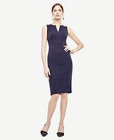 Ann Taylor Doubleweave Split Neck Sheath Dress