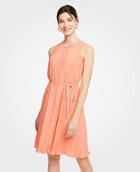 Ann Taylor Micro Pleat Belted Dress