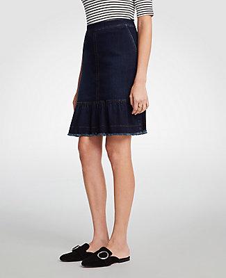 Ann Taylor Ruffle Denim Skirt