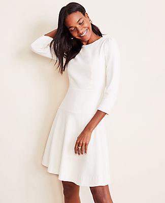 Ann Taylor Doubleweave Seamed Flare Dress