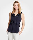 Ann Taylor Tiered V-neck Ruffle Shell
