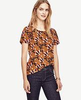 Ann Taylor Swirling Floral Silk Tee
