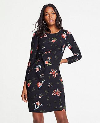 Ann Taylor Garden Floral Jacquard Knotted Shift Dress