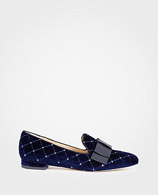 Ann Taylor Dominique Velvet Bow Loafers