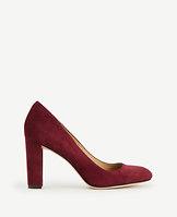 Ann Taylor Drea Block Heel Suede Pumps
