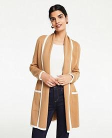 Ann Taylor Tipped Shawl Open Cardigan