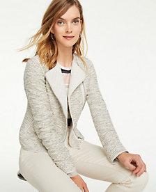 Ann Taylor Quilted Tweed Moto Jacket