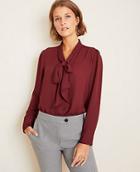 Ann Taylor Houndstooth Bow Neck Blouse