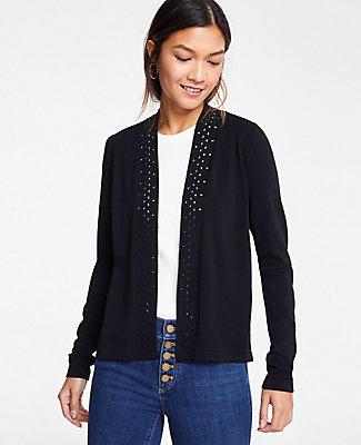 Ann Taylor Cutout Placket Open Cardigan