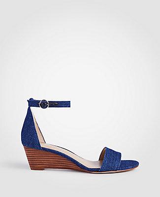 Ann Taylor Giuliana Denim Wedge Sandals
