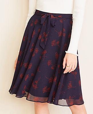 Ann Taylor Floral Tie Waist Full Skirt