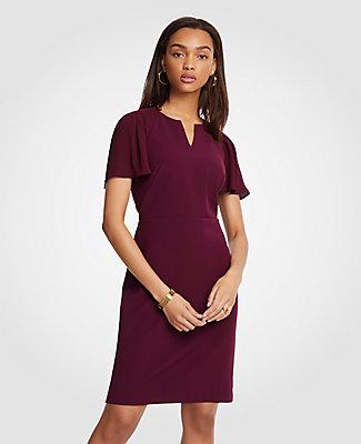 Ann Taylor Pleated Sleeve Sheath Dress