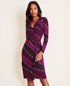 Ann Taylor Chain Print Matte Jersey Wrap Dress