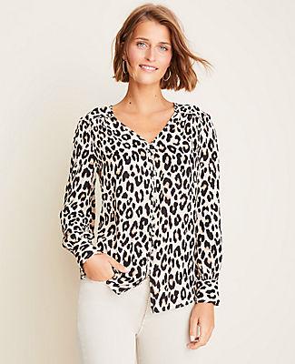 Ann Taylor Spotted V-neck Blouse