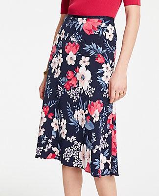 Ann Taylor Floral Cluster Flare Skirt