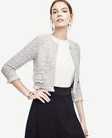 Ann Taylor Cropped Knit Tweed Jacket