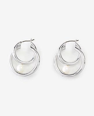 Ann Taylor Halo Pearlized Hoop Earrings