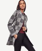 Ann Taylor Plaid Merino Wool Sweater Coat