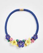 Ann Taylor Seed Bead Flower Statement Necklace