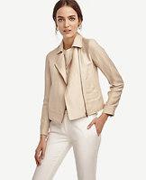 Ann Taylor Linen Blend Moto Jacket