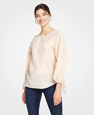 Ann Taylor Striped Tie Sleeve Blouse