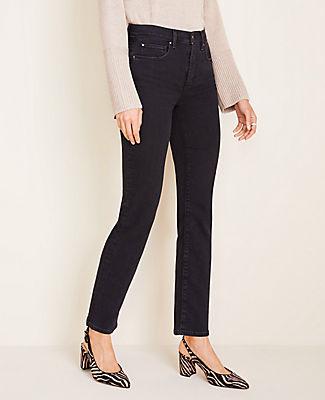 Ann Taylor Curvy Sculpting Pockets High Waist Straight Leg Jeans In Black Wash