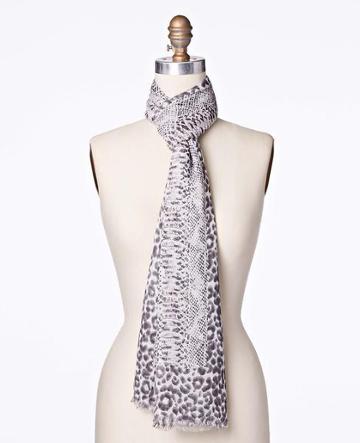 Ann Taylor Sassy Animal Print Scarf, Platinum - One Size