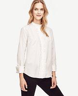 Ann Taylor Cotton Ruffle Blouse
