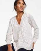 Ann Taylor Pleat Front Mixed Media Top In Geo