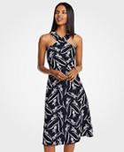 Ann Taylor Pineapple Embroidered Halter Dress