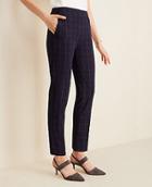 Ann Taylor The Side Zip Skinny Ankle Pant In Navy Windowpane Bi-stretch