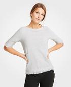 Ann Taylor Fringe Short Sleeve Sweater