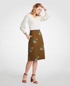 Ann Taylor Embroidered Floral Pocket Skirt