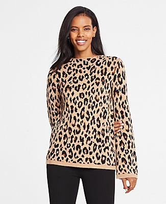 Ann Taylor Spotted Mock Neck Sweater