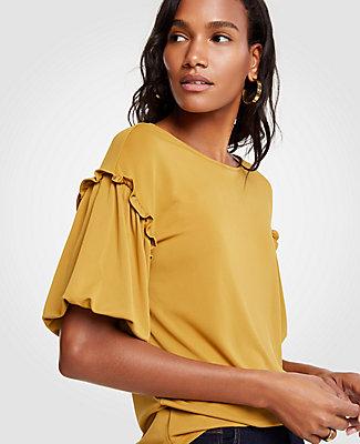 Ann Taylor Ruffle Bubble Sleeve Top