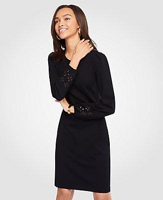 Ann Taylor Eyelet Keyhole Ponte Shift Dress