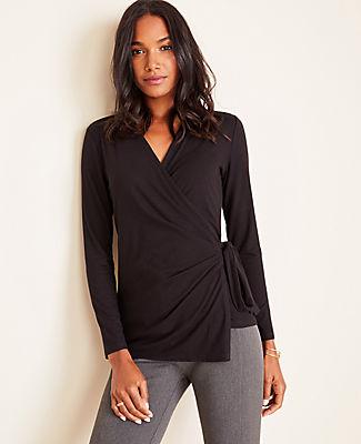 Ann Taylor Ribbed Wrap Top