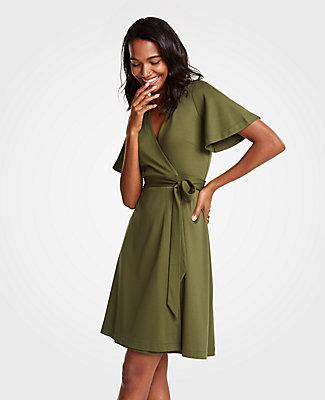 Ann Taylor Flutter Sleeve Wrap Dress
