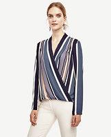 Ann Taylor Stripe Silky Wrap Blouse