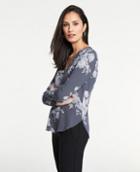 Ann Taylor Pleat Front Mixed Media Top In Floral