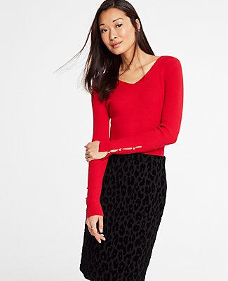 Ann Taylor Pearlized Cuff Sweater