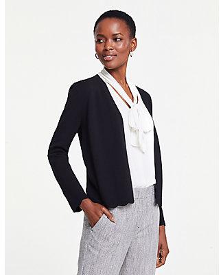 Ann Taylor Scalloped Open Cardigan